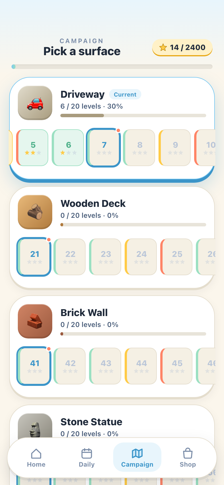 800 hand-crafted levels